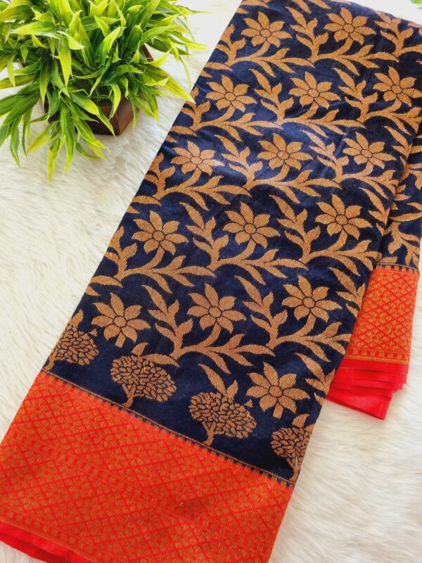 🌸 Soft Banarasi Silk Cotton zari woven saree with contrast running blouse 🌸 