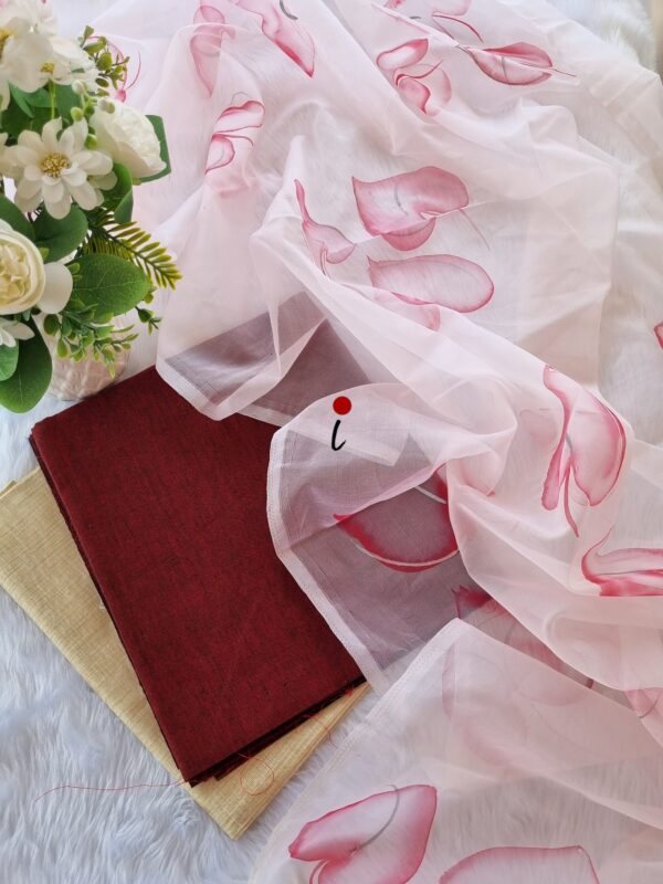 Handpaint organza Duppata with KhadiSilk Suit